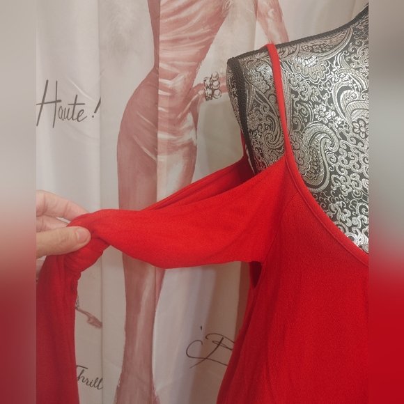 Lipstick Red We The Free Size Small Believe Me Cold Shoulder Tank Top - Picture 6 of 9